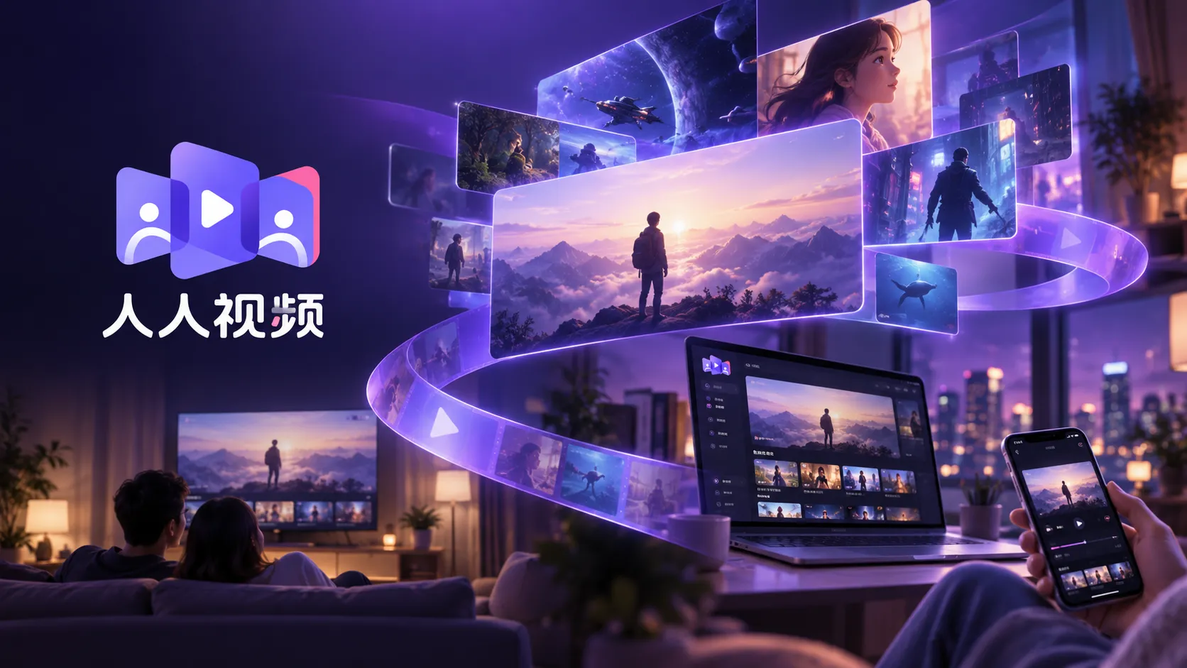 影视内容在不同设备屏幕上的浏览场景